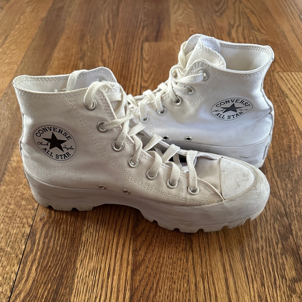 Converse White High-Top Platform Lug-Sole Chuck Taylor Sneakers